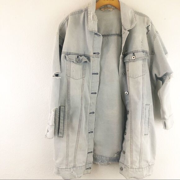 Highway Jeans distressed Jean light blue Jacket size L - Picture 1 of 13